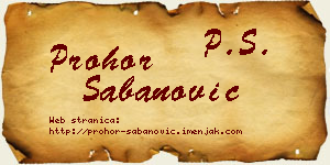 Prohor Šabanović vizit kartica